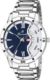 White & Blue Dial Day & Date Functioning Water Resistant Stainless Steel Bracelet Watch for Men/Boys Analog Watch  - For Men