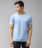 Solid Men Round Neck Green T-Shirt Blue