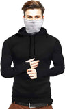 Solid Men Hooded Neck Black T-Shirt Black-Grey