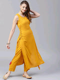 Women Solid Straight Kurta mustard